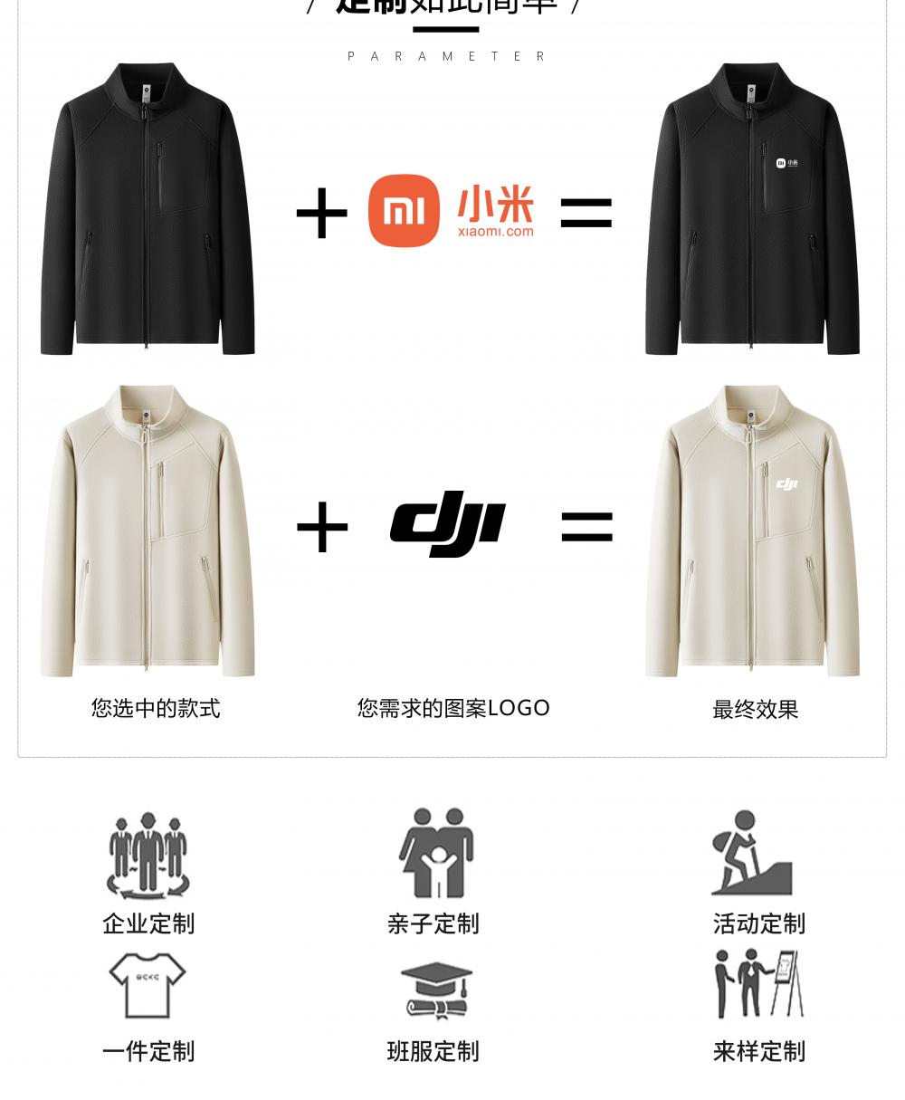 【秋冬2025】SYK-B6509#340克/100D 双面摇粒绒立拉 户外抓绒衣 卫衣 细节展示 启虎