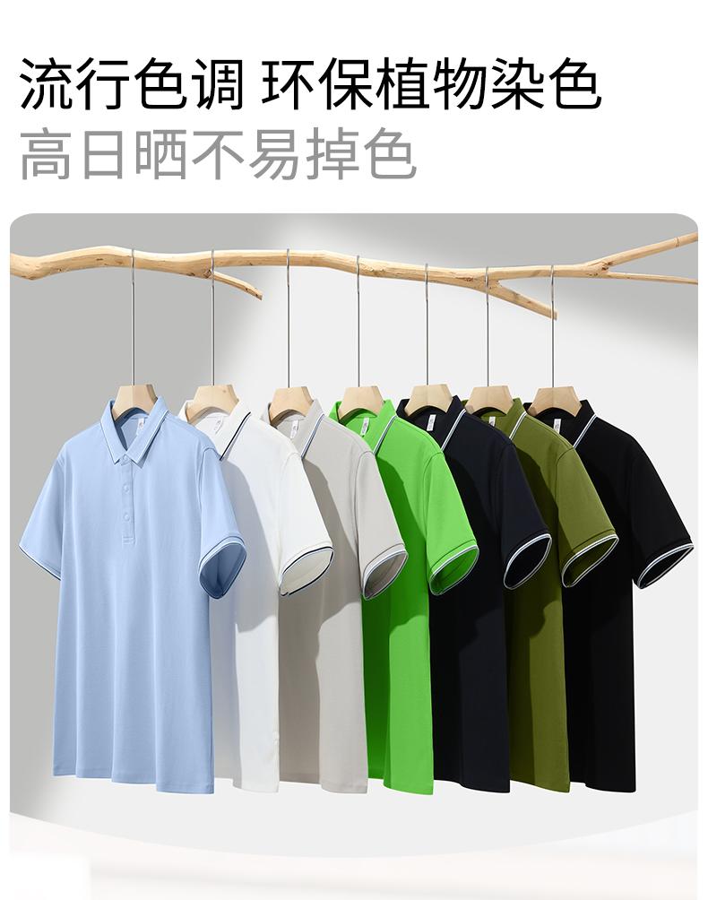 【2026春夏】WY8263#220克/40支 双面莱赛尔 10A抗菌+凉感+高日晒 间色二级领 四合扣 短袖POLO Polo衫 细节展示 启虎