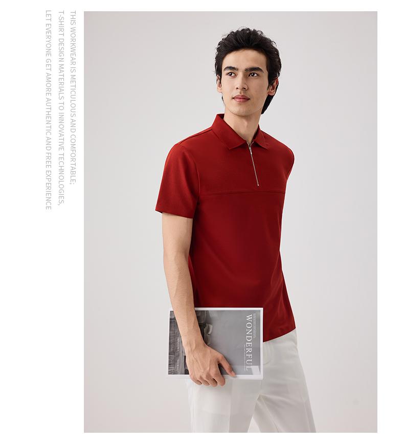 【2026春夏】WY8272#200克/40支 莫代尔 贴合拉链拼接款 短袖POLO Polo衫 细节展示 启虎
