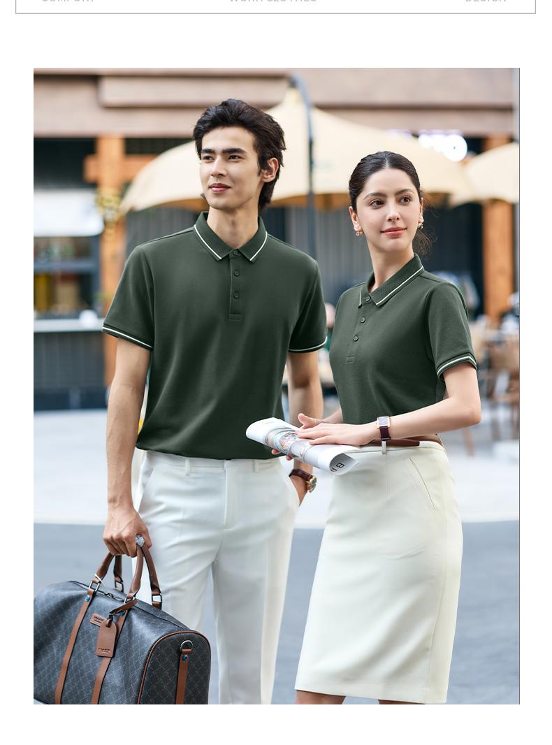 【2026春夏】WY8266#240克/40支 双股长绒棉 10A抗菌+高日晒 间色二级领 短袖POLO Polo衫 细节展示 启虎
