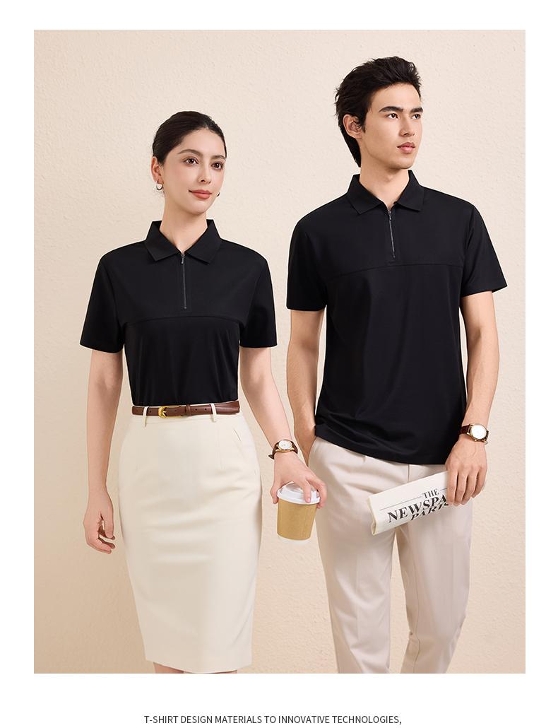 【2026春夏】WY8272#200克/40支 莫代尔 贴合拉链拼接款 短袖POLO Polo衫 细节展示 启虎