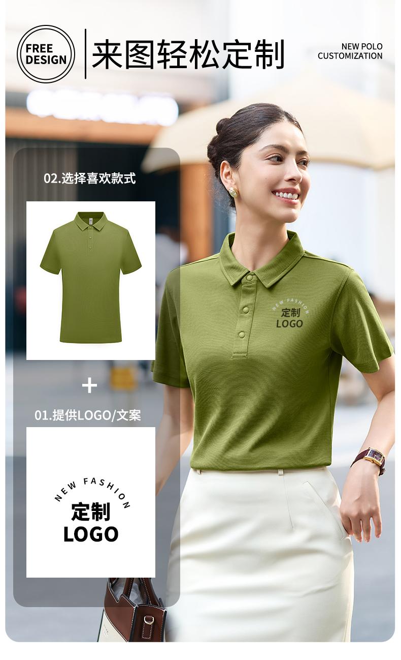 【2026春夏】WY8262#220克/40支 双面莱赛尔 10A抗菌+凉感+高日晒 纯色二级领 四合扣 短袖POLO Polo衫 细节展示 启虎