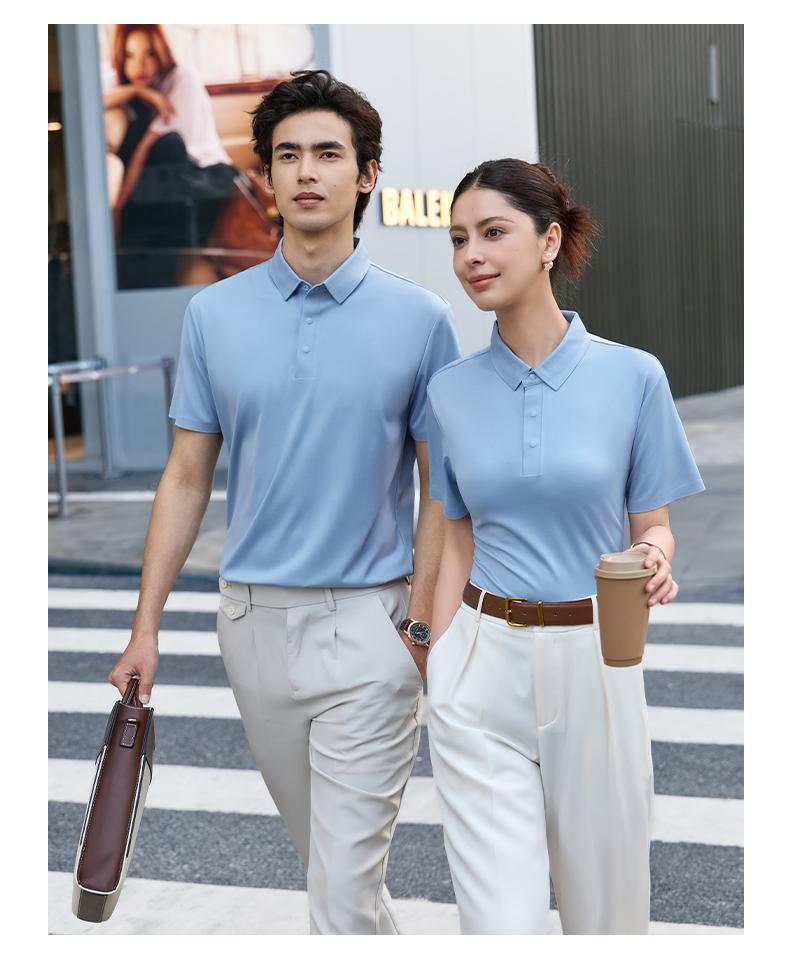 【2026春夏】WY8270#190克/80支 蚕丝提花 贴合款 四合扣 短袖POLO Polo衫 细节展示 启虎