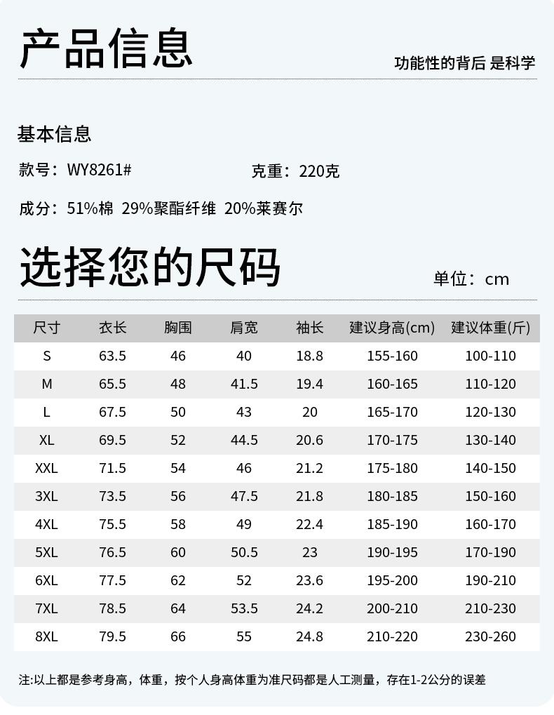 【2026春夏】WY8261#220克/40支 双面莱赛尔 10A抗菌+凉感+高日晒 衬衣领 四合扣 短袖POLO Polo衫 细节展示 启虎