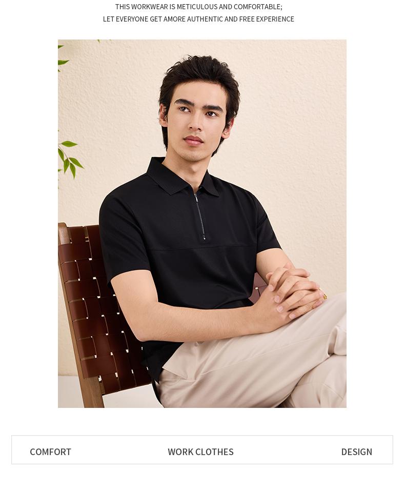 【2026春夏】WY8272#200克/40支 莫代尔 贴合拉链拼接款 短袖POLO Polo衫 细节展示 启虎