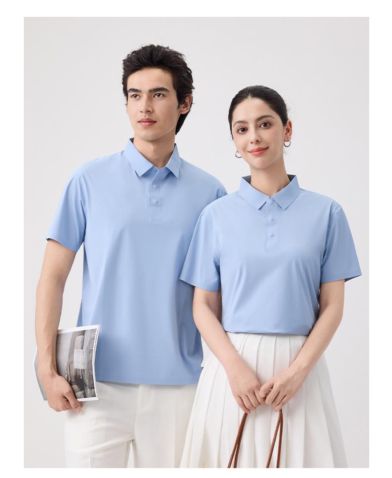【2026春夏】WY-D26808#180克/40D 迪桑T 基础全无缝 四合扣 短袖POLO Polo衫 细节展示 启虎