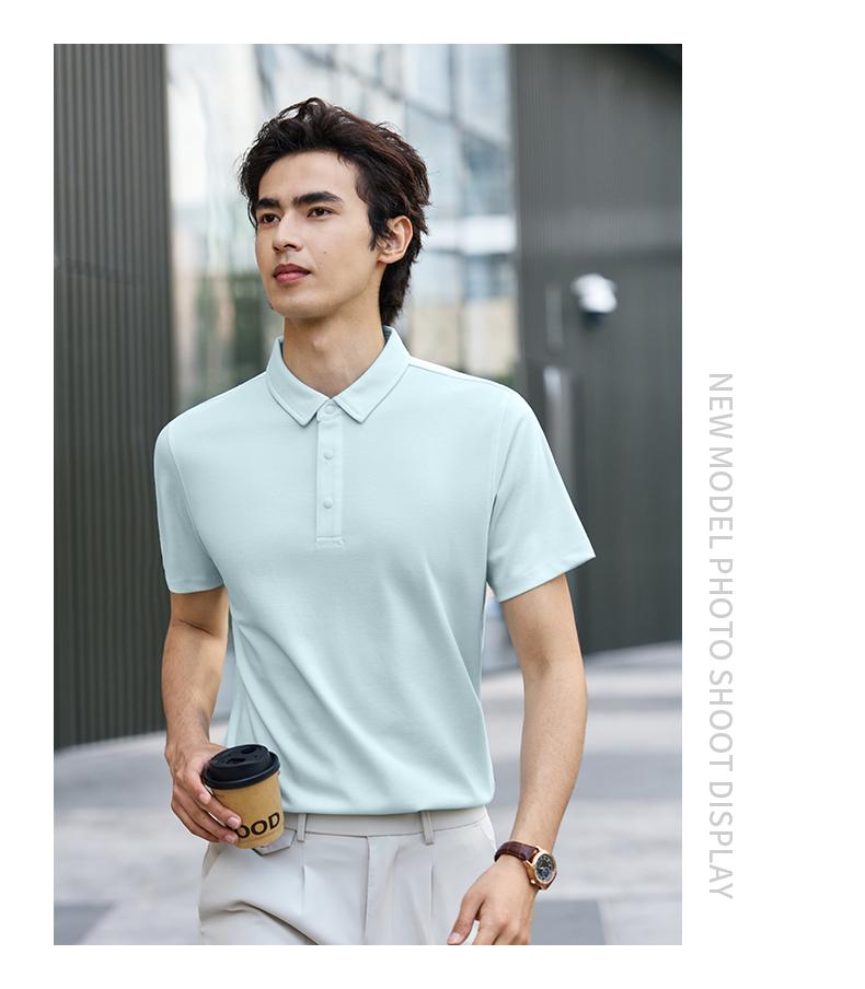 【2026春夏】WY8262#220克/40支 双面莱赛尔 10A抗菌+凉感+高日晒 纯色二级领 四合扣 短袖POLO Polo衫 细节展示 启虎