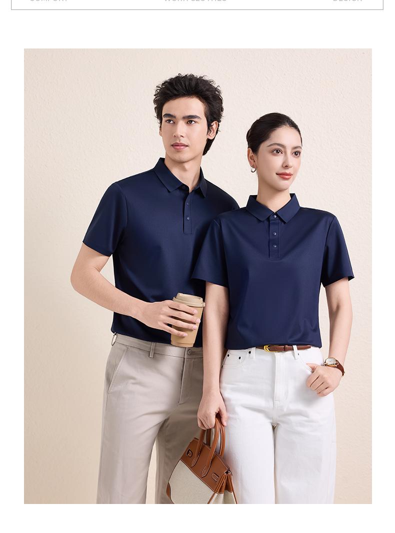【2026春夏】WY8270#190克/80支 蚕丝提花 贴合款 四合扣 短袖POLO Polo衫 细节展示 启虎