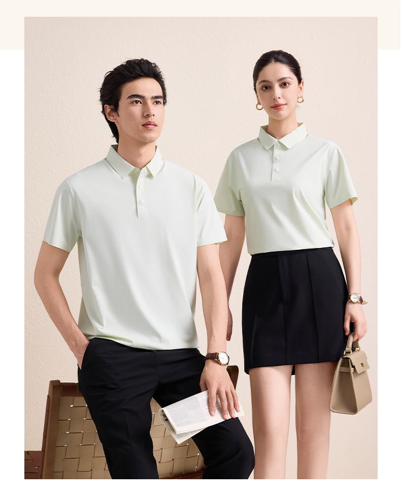 【2026春夏】WY-D26808#180克/40D 迪桑T 基础全无缝 四合扣 短袖POLO Polo衫 细节展示 启虎