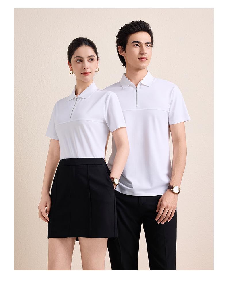【2026春夏】WY8272#200克/40支 莫代尔 贴合拉链拼接款 短袖POLO Polo衫 细节展示 启虎