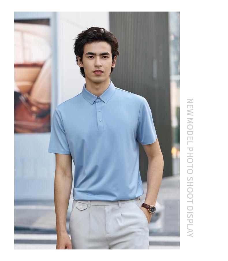 【2026春夏】WY8270#190克/80支 蚕丝提花 贴合款 四合扣 短袖POLO Polo衫 细节展示 启虎