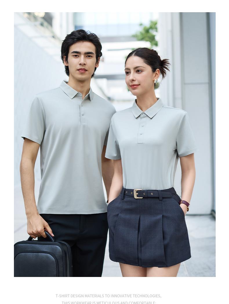 【2026春夏】WY8270#190克/80支 蚕丝提花 贴合款 四合扣 短袖POLO Polo衫 细节展示 启虎