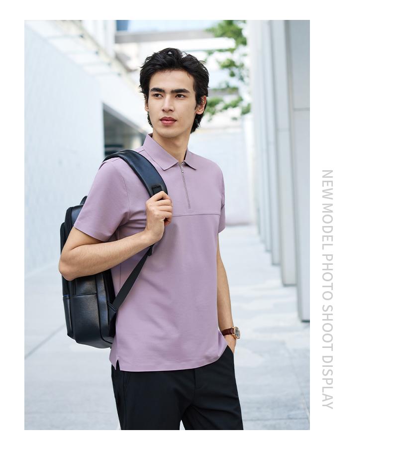 【2026春夏】WY8272#200克/40支 莫代尔 贴合拉链拼接款 短袖POLO Polo衫 细节展示 启虎