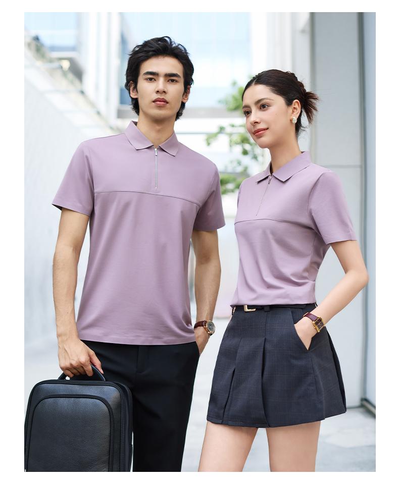 【2026春夏】WY8272#200克/40支 莫代尔 贴合拉链拼接款 短袖POLO Polo衫 细节展示 启虎