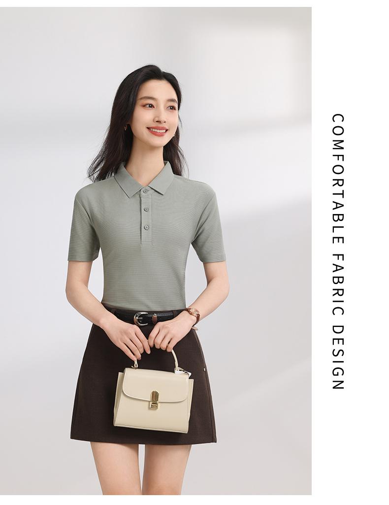 【2026春夏】K958826#230克 重磅横条棉氨 纯色翻领POLO Polo衫 细节展示 启虎