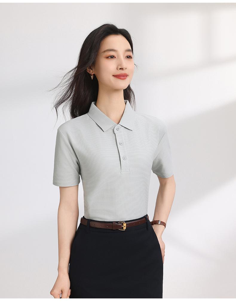 【2026春夏】K958826#230克 重磅横条棉氨 纯色翻领POLO Polo衫 细节展示 启虎