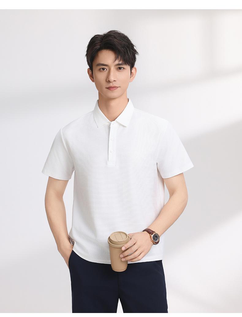 【2026春夏】K958826#230克 重磅横条棉氨 纯色翻领POLO Polo衫 细节展示 启虎