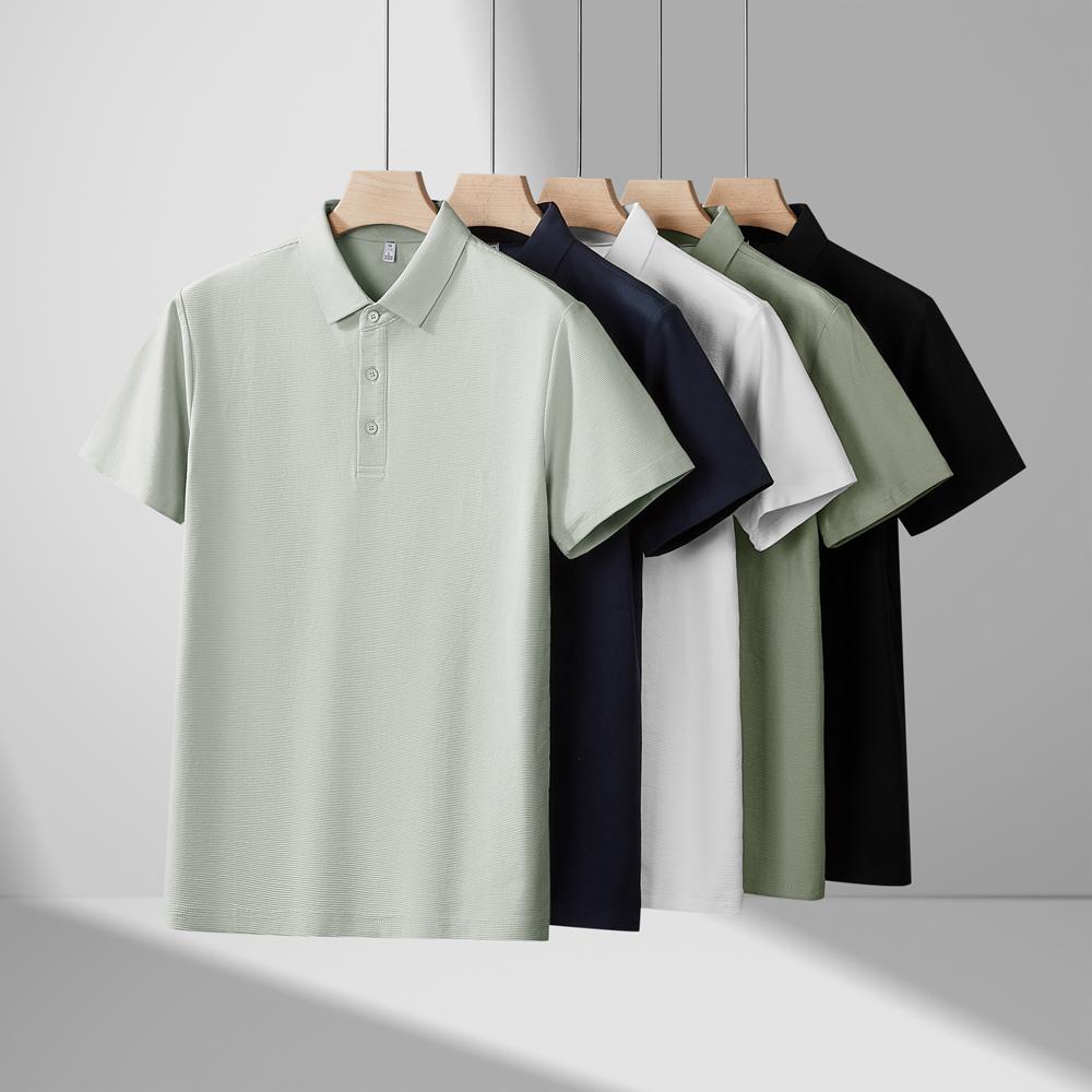 【2026春夏】K958826#230克 重磅横条棉氨 纯色翻领POLO Polo衫 细节展示 启虎