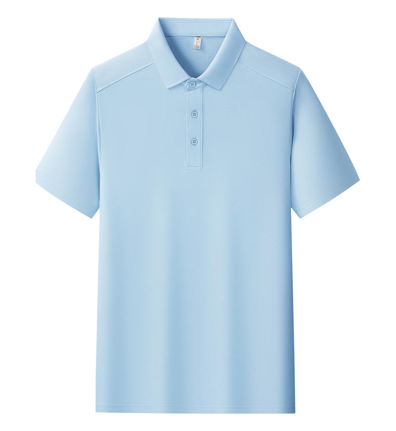 【2026春夏】K958805#200克 长绒棉过肩 纯色翻领POLO 浅蓝色 Polo衫 企业团购定制 启虎