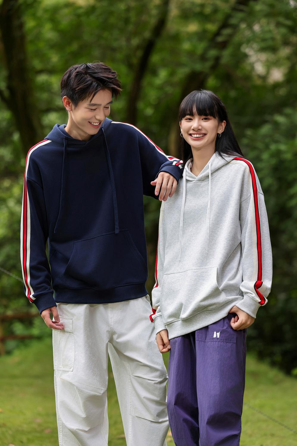 K015016#380克 大毛圈 落肩织带套头帽衫 卫衣 细节展示 启虎