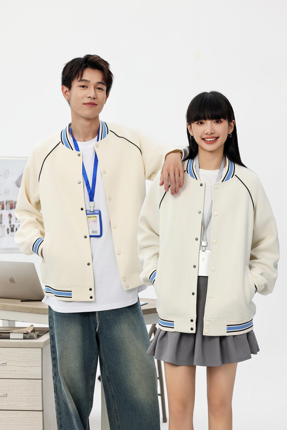 K015099#380克 复古潮棉 时尚棒球服外套 卫衣 细节展示 启虎