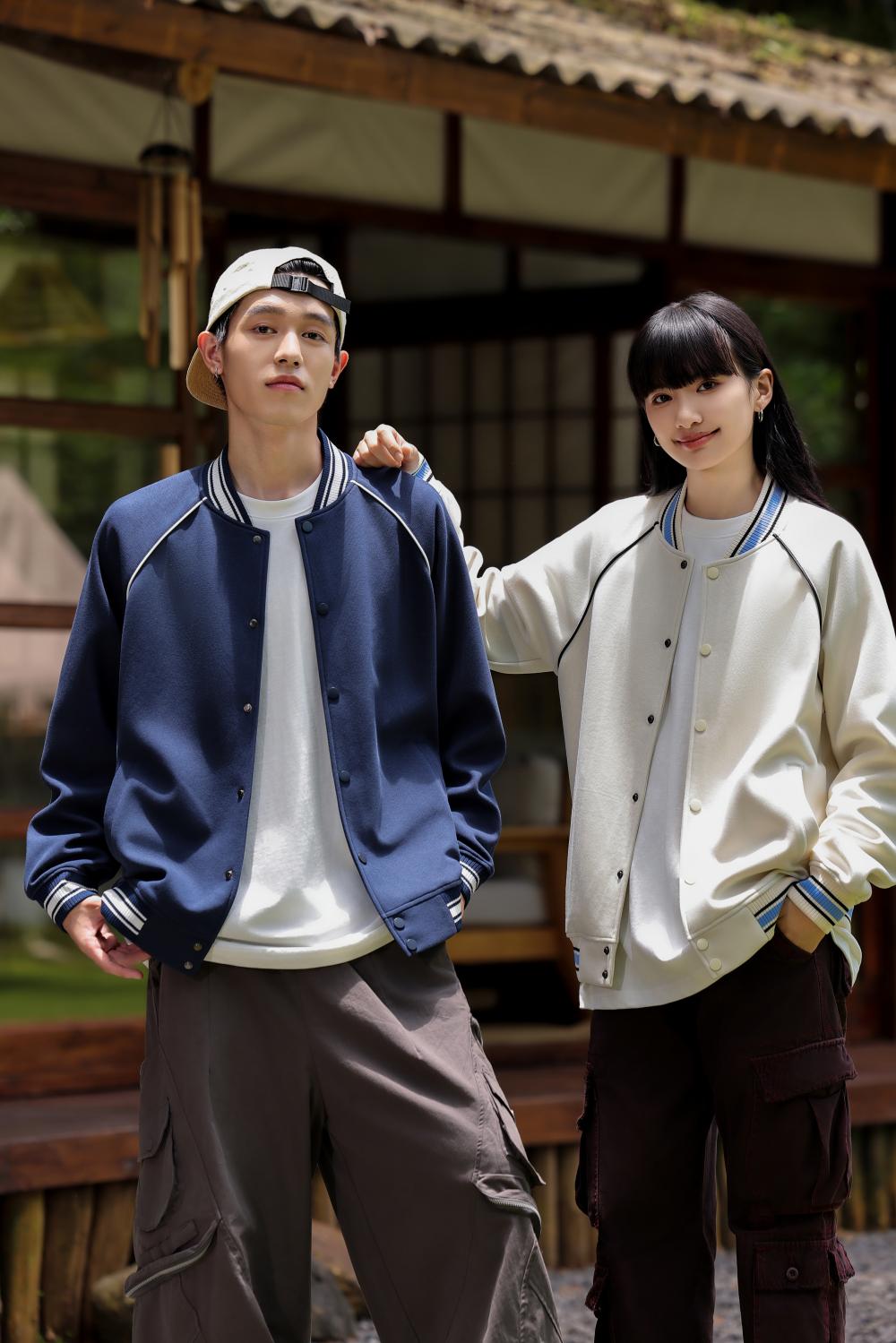 K015099#380克 复古潮棉 时尚棒球服外套 卫衣 细节展示 启虎