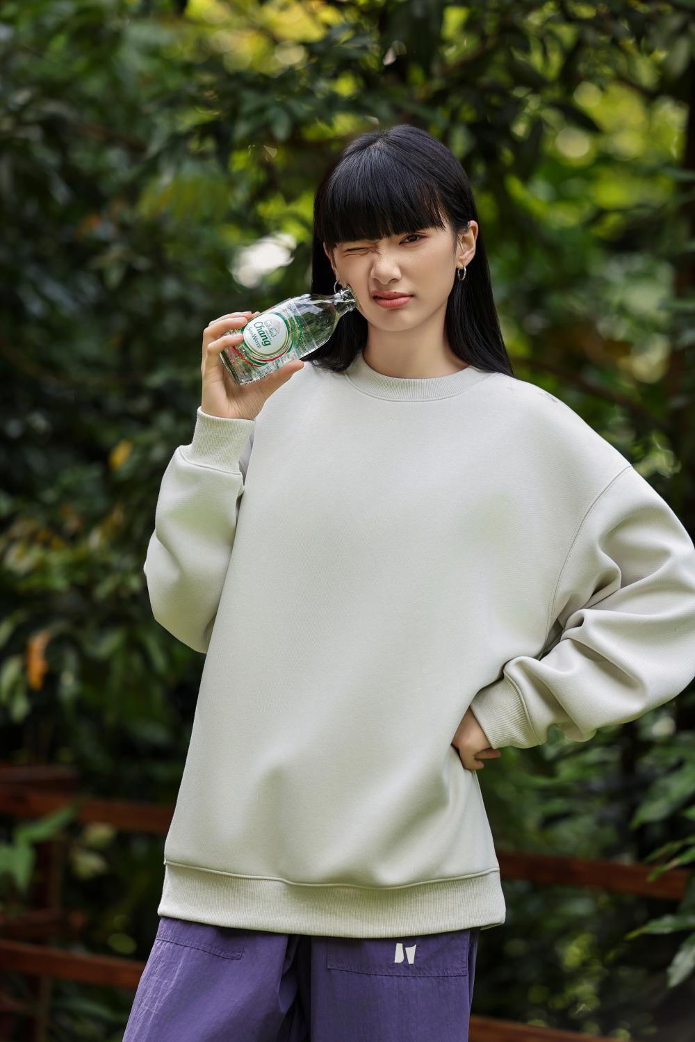 K015011#380克 复古潮棉 落肩套头圆领 卫衣 细节展示 启虎