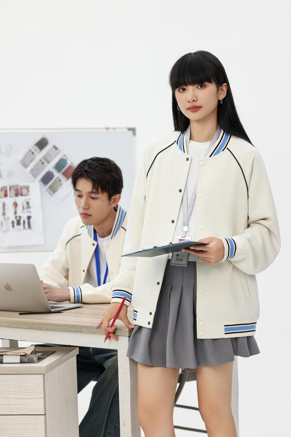 K015099#380克 复古潮棉 时尚棒球服外套 卫衣 细节展示 启虎