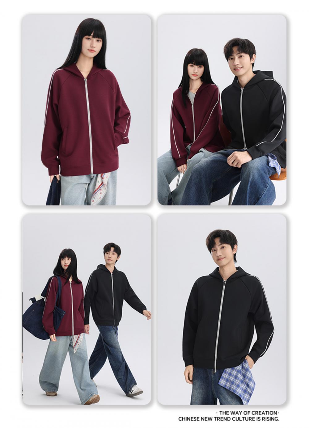 K019887# 400克 五明治液态棉潮牌落肩拉链开衫外套 卫衣 细节展示 启虎