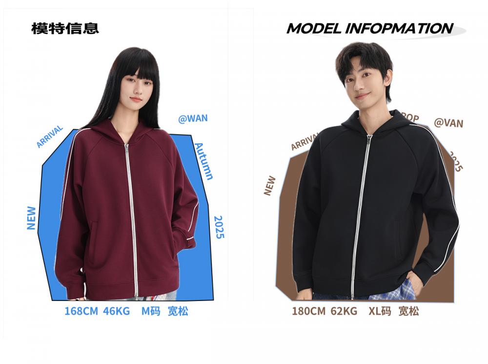 K019887# 400克 五明治液态棉潮牌落肩拉链开衫外套 卫衣 细节展示 启虎