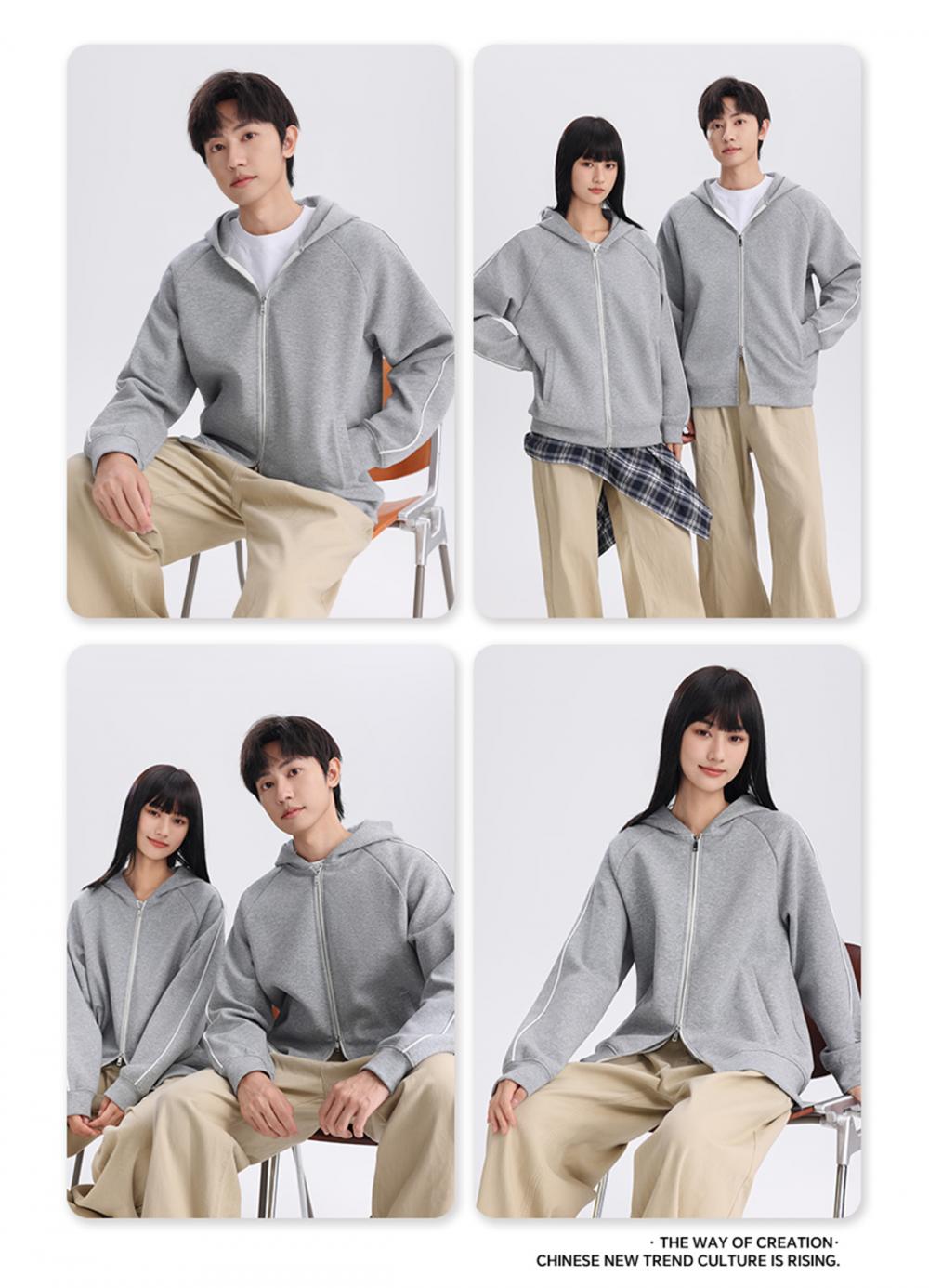 K019887# 400克 五明治液态棉潮牌落肩拉链开衫外套 卫衣 细节展示 启虎
