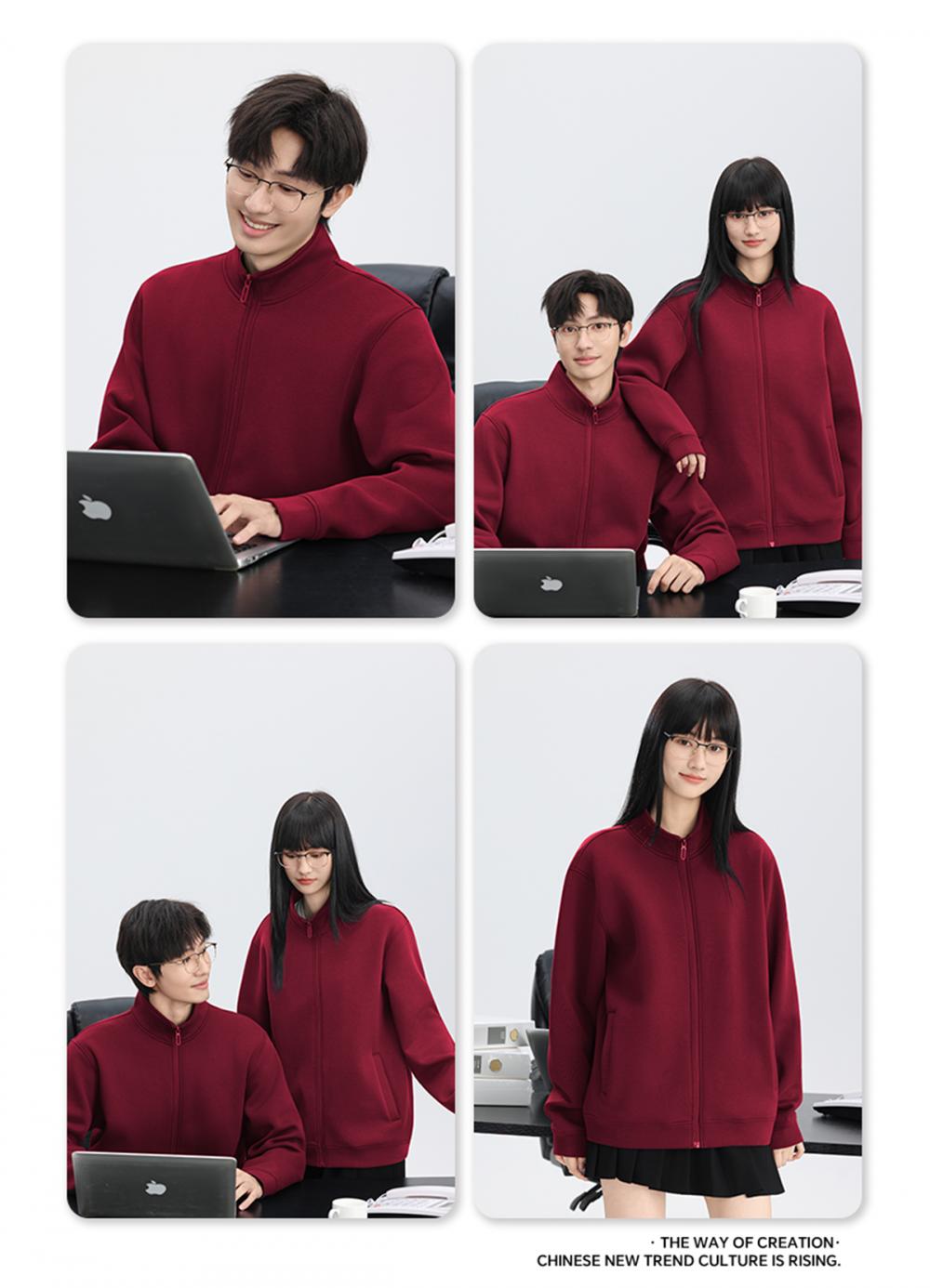 K019897# 400克 五明治液态棉立领开衫拉链外套 卫衣 细节展示 启虎