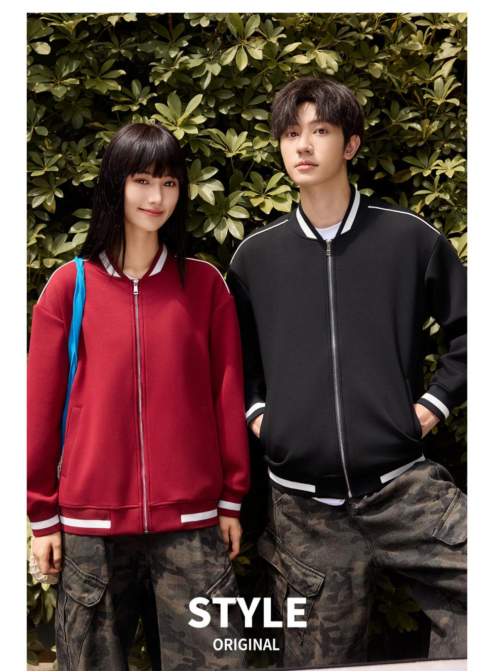 K019899# 400克 五明治液态棉拉链棒球服 卫衣 细节展示 启虎
