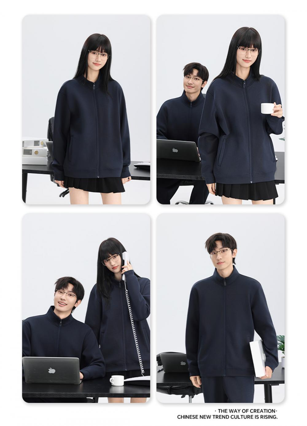 K019897# 400克 五明治液态棉立领开衫拉链外套 卫衣 细节展示 启虎