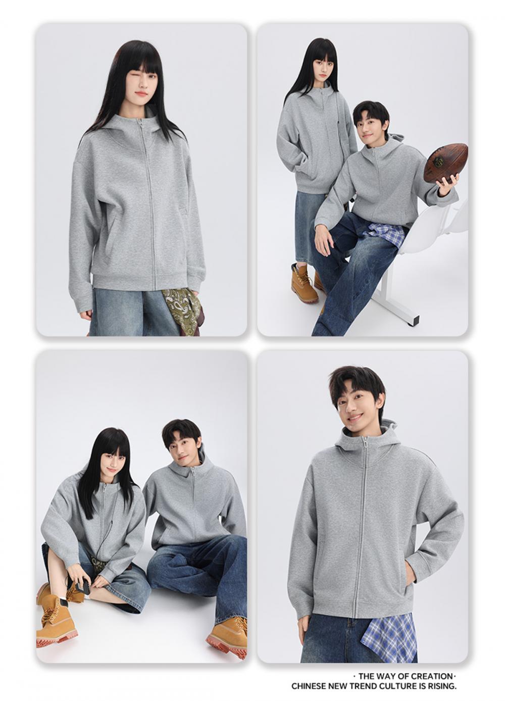 K019889# 400克 五明治液态棉潮牌高帽拉链开衫外套 卫衣 细节展示 启虎