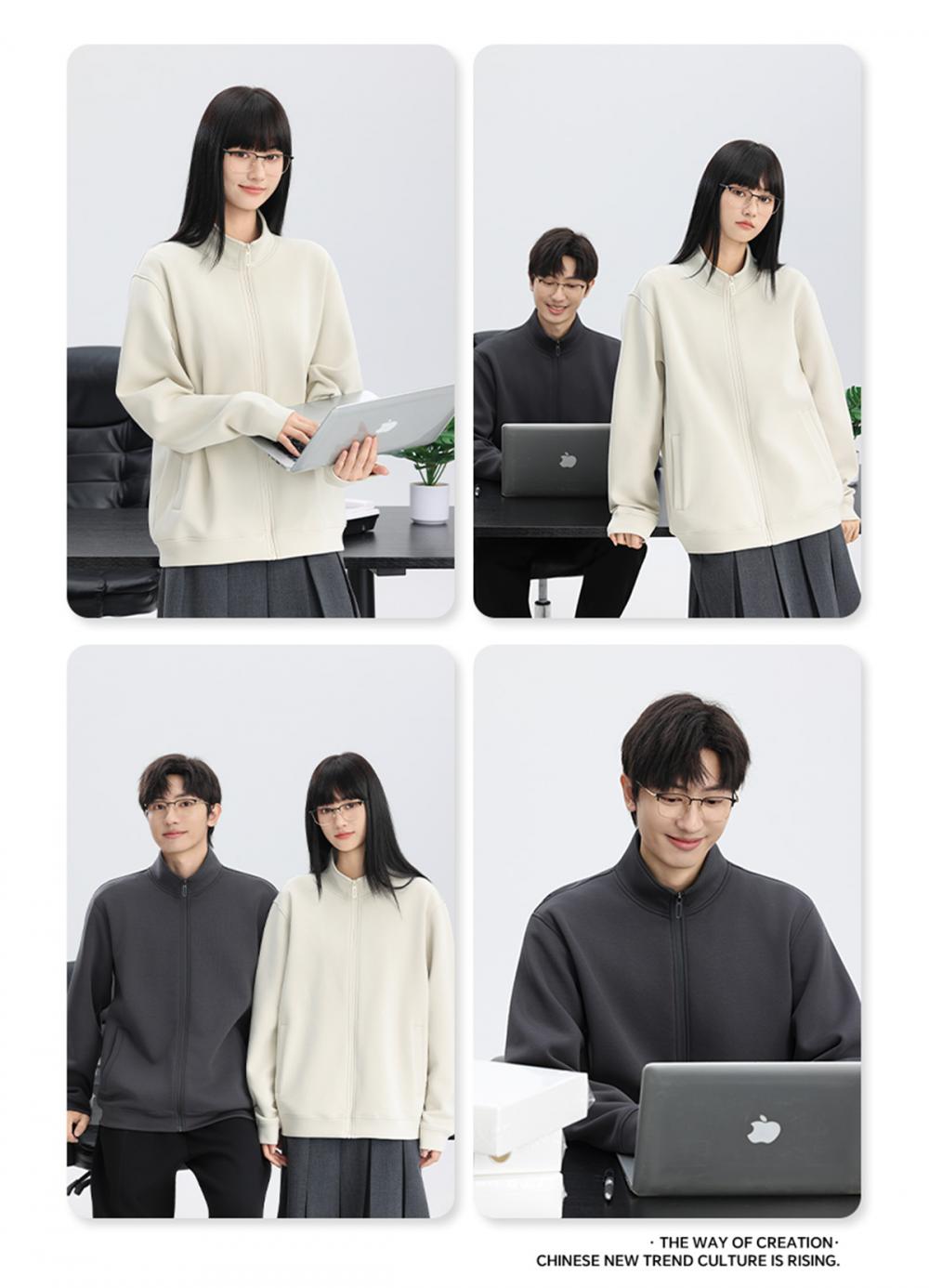 K019897# 400克 五明治液态棉立领开衫拉链外套 卫衣 细节展示 启虎