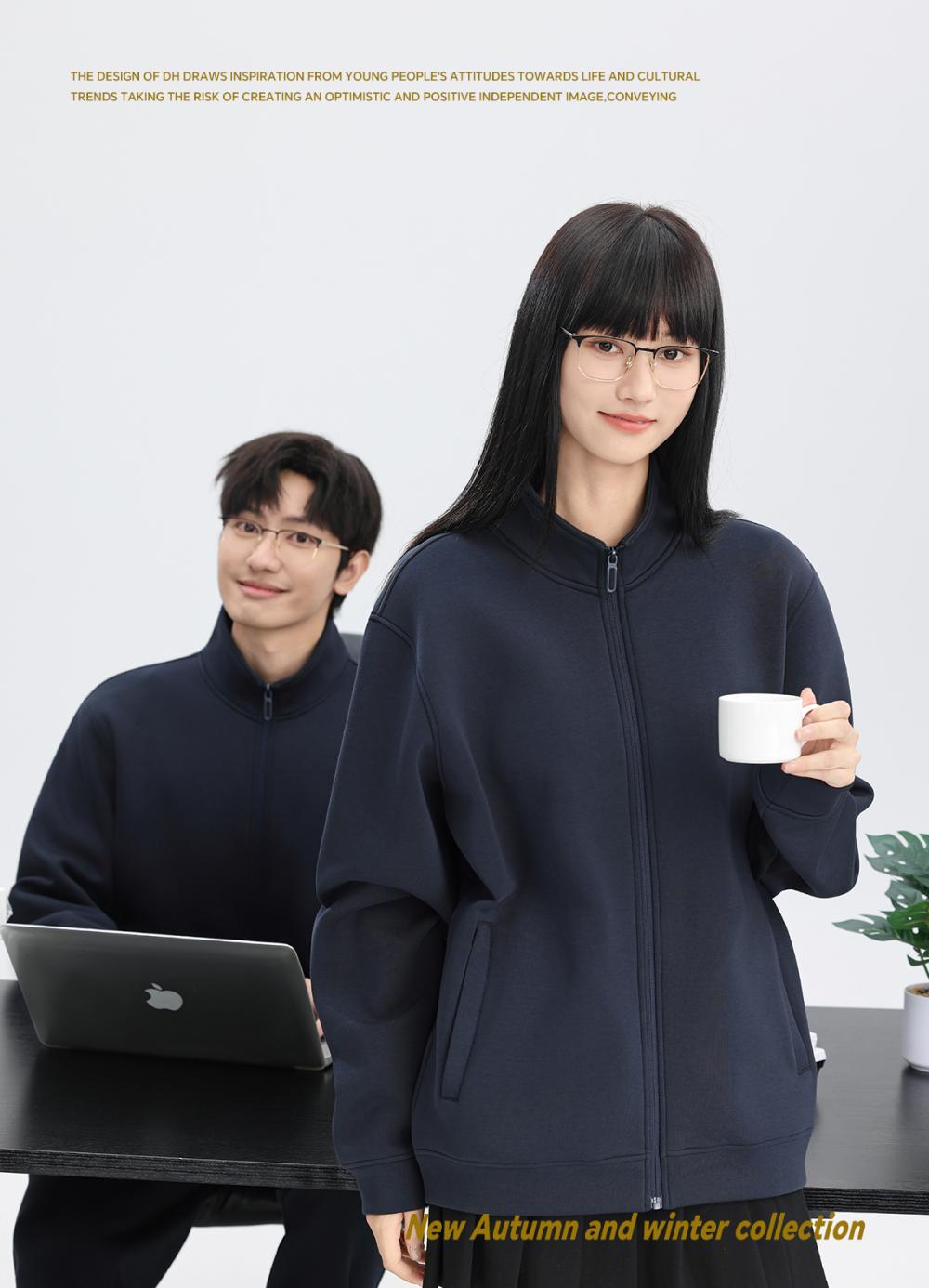 K019897# 400克 五明治液态棉立领开衫拉链外套 卫衣 细节展示 启虎