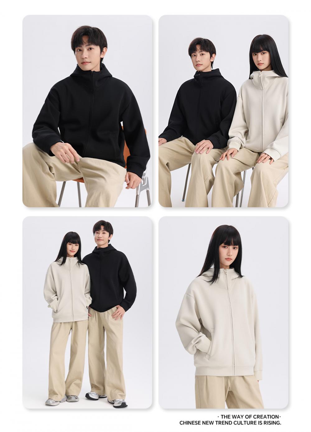 K019889# 400克 五明治液态棉潮牌高帽拉链开衫外套 卫衣 细节展示 启虎