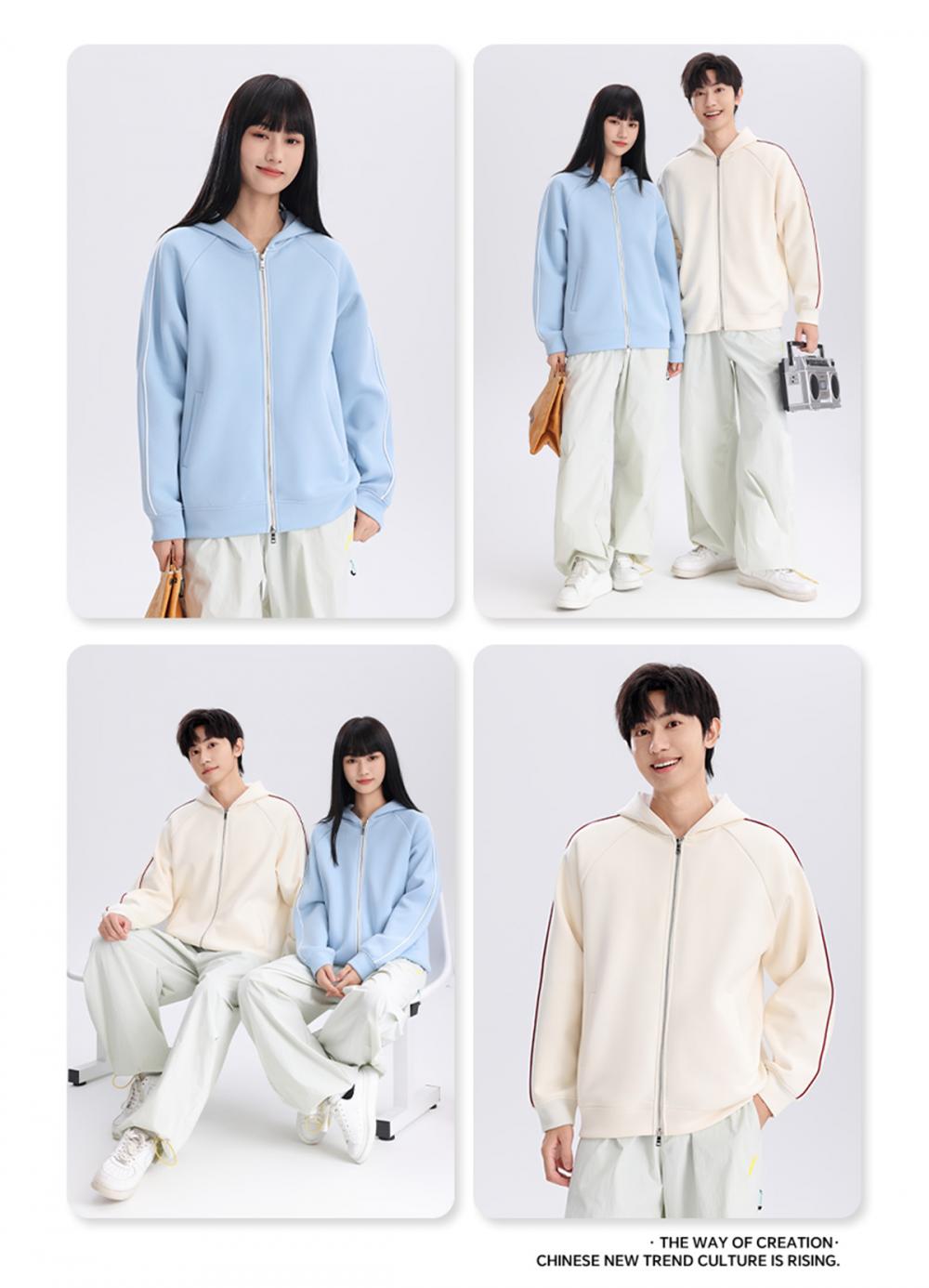 K019887# 400克 五明治液态棉潮牌落肩拉链开衫外套 卫衣 细节展示 启虎