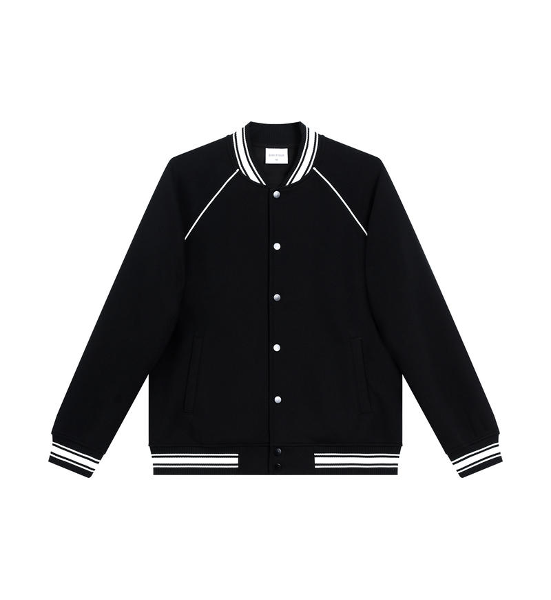 K015099#380克 复古潮棉 时尚棒球服外套 复古黑 卫衣 企业团购定制 启虎