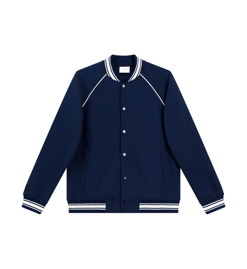K015099#380克 复古潮棉 时尚棒球服外套 藏青色 卫衣 企业团购定制 启虎