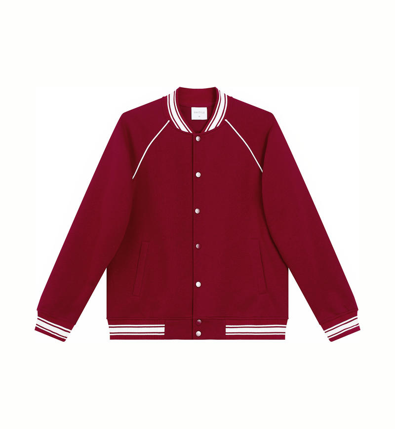 K015099#380克 复古潮棉 时尚棒球服外套 石榴红 卫衣 企业团购定制 启虎
