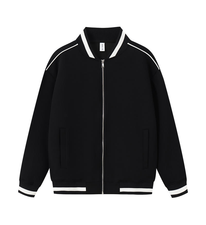 K019899# 400克 五明治液态棉拉链棒球服 午夜黑 卫衣 企业团购定制 启虎
