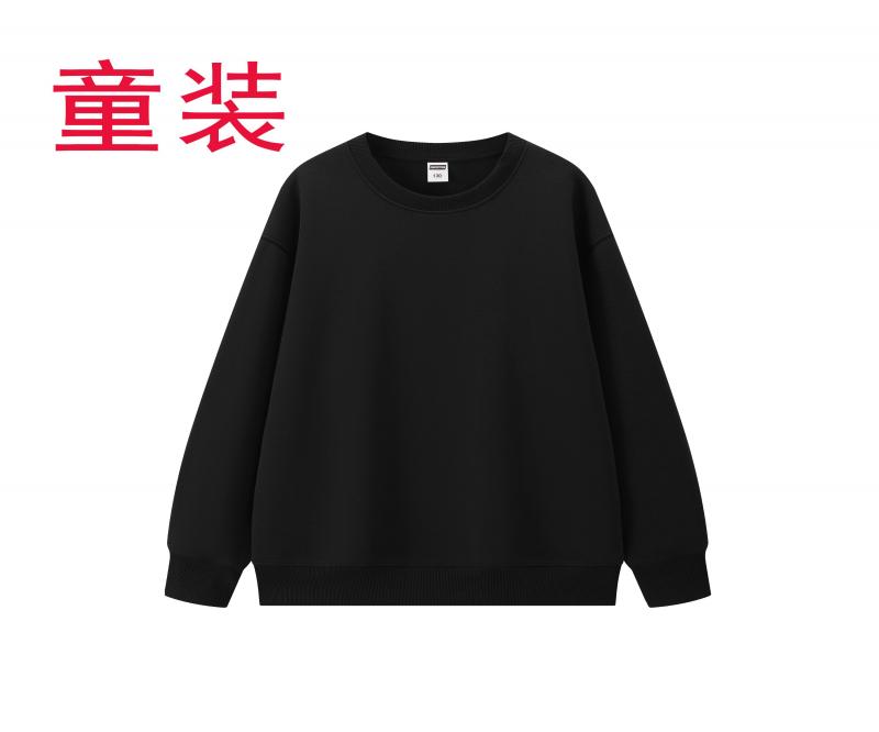K05085#童款 350克 复古潮棉 宽松圆领卫衣 黑色 卫衣 企业团购定制 启虎