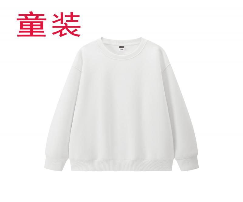 K05085#童款 350克 复古潮棉 宽松圆领卫衣 白色 卫衣 企业团购定制 启虎
