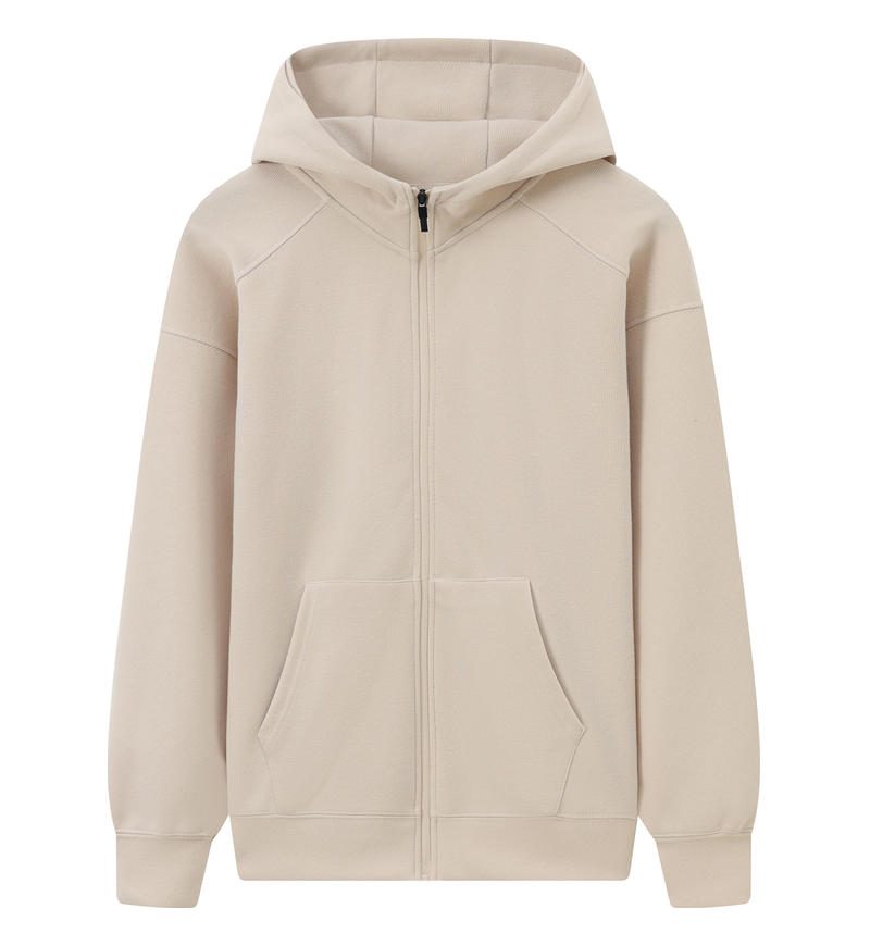 K959932#500克 银狐绒时尚落肩立领连帽拉链卫衣(厚款)【秋冬 2023】 杏白 卫衣 企业团购定制 启虎