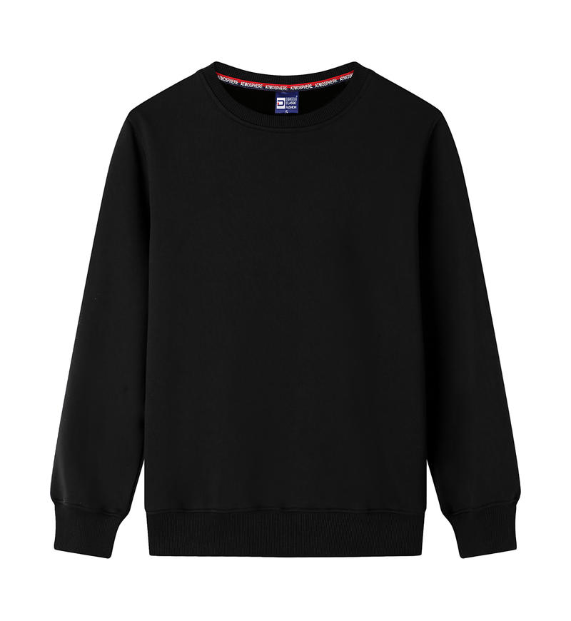 SYK-D8011#580克 圆领纯棉加绒 黑色 卫衣定制